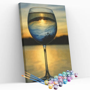 Peinture par numéros - Verre de Vin Sur la Plage