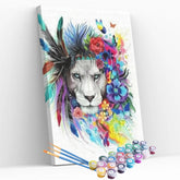 Peinture par numéros - Lion Fleuri en Couleurs