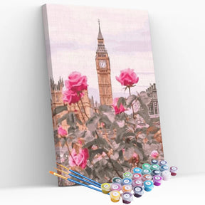 Peinture par numéros - Fleurs et Big Ben Londres