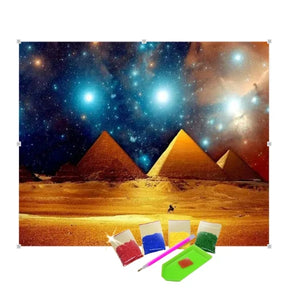 Broderie Diamant - Pyramides dans l'univers.