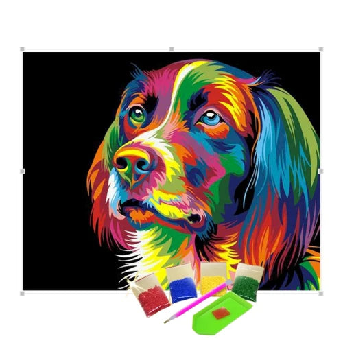 Broderie Diamant - Chien Multicolore