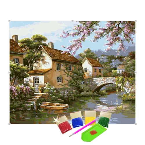 Broderie Diamant - Village Ensoleillé