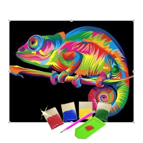 Broderie Diamant - Caméléon