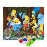 Broderie Diamant - Les Simpson à Vélo.