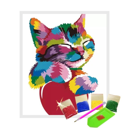 Broderie Diamant - Chaton Affectueux