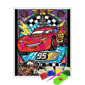 Broderie Diamant - Flash McQueen en Mosaïque