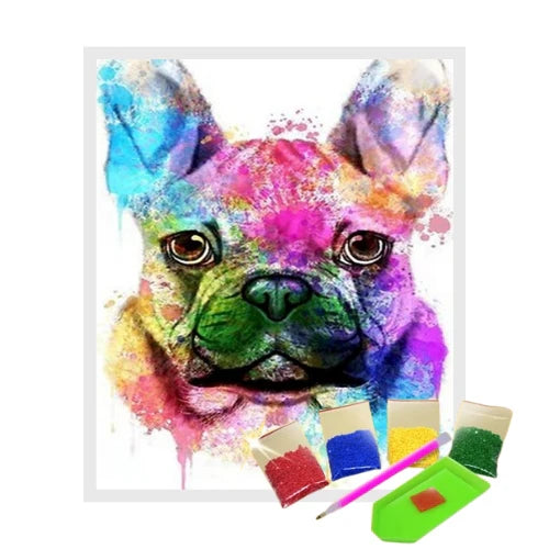 Broderie Diamant - Bouledogue Hallucinant