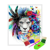 Broderie Diamant - Lion Fleuri