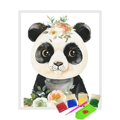 Broderie Diamant - Panda et Fleurs